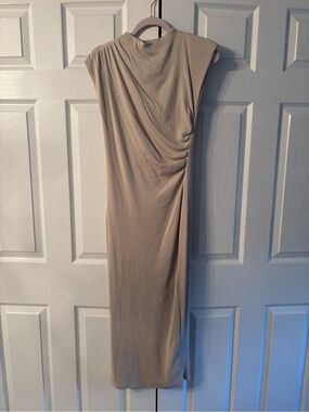 Zara Sleeveless Ruched Midi Dress - Taupe